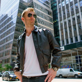 RAF Aviator WWII  Distressed Black Full Grain Cowhide A2 Military Bomber Jacket